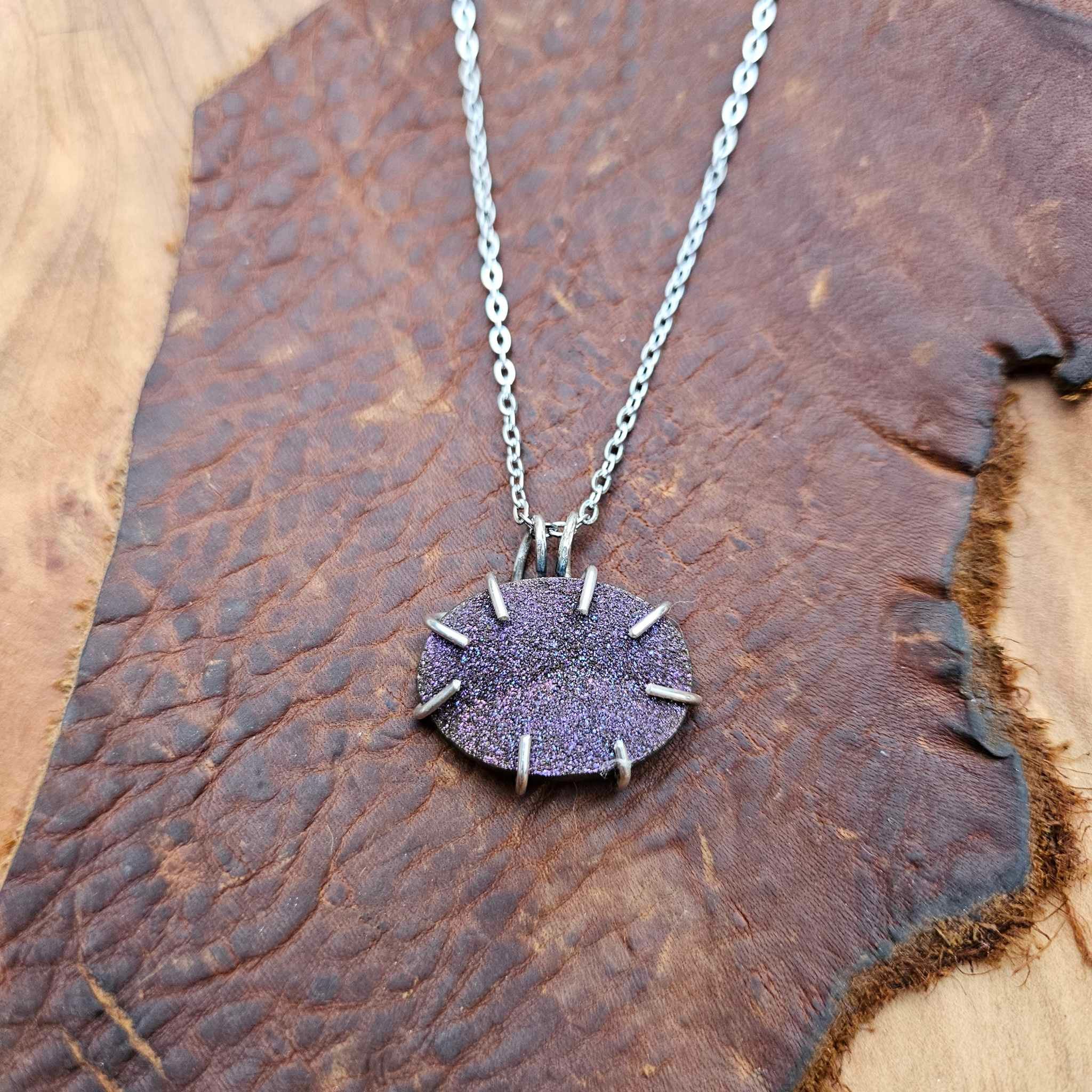 Purple deals druzy necklace